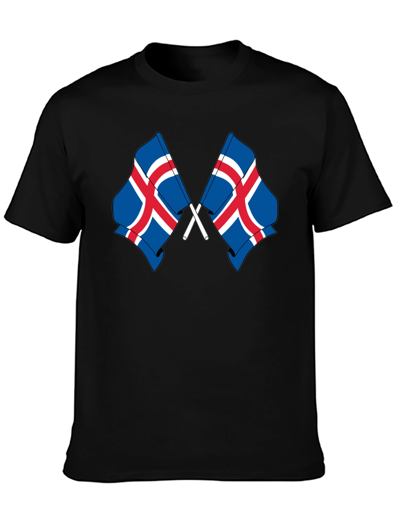 Black Icelandic Flags Graphic Tee - Black Cotton T-Shirt view 3