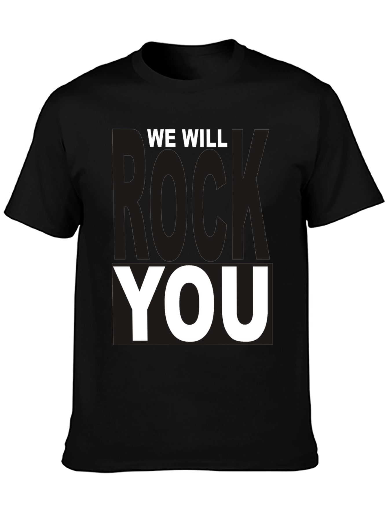 Black We Will Rock You Graphic Tee - Black Cotton T-Shirt view 3