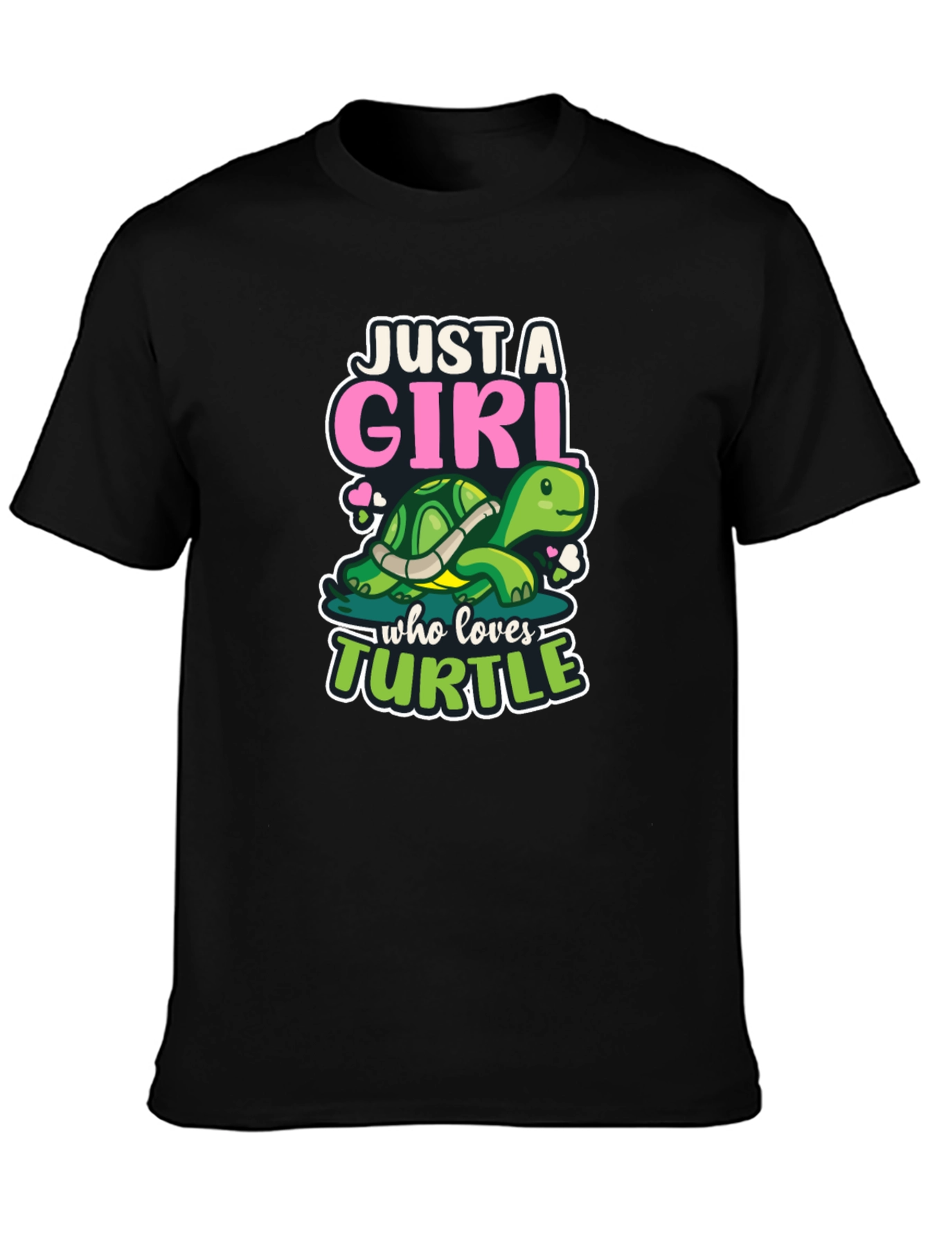 Black Just A Girl Who Loves Turtle T-Shirt view 3