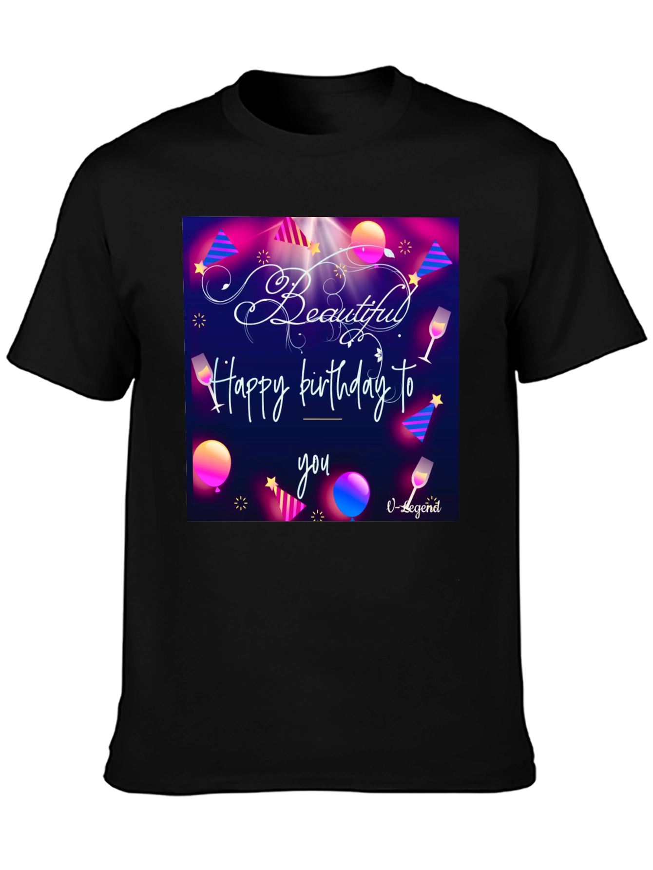 Black Beautiful Birthday T-Shirt view 3