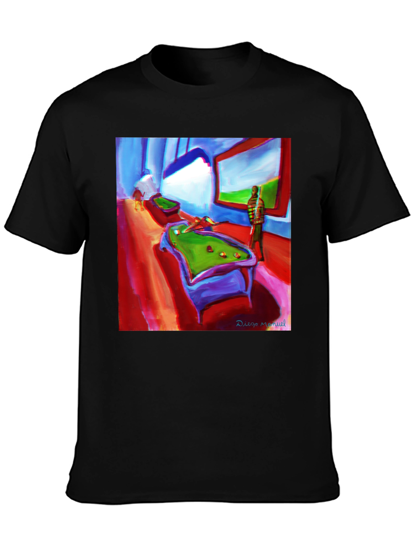 Abstract Pool Hall Painting Graphic T-Shirt - 3