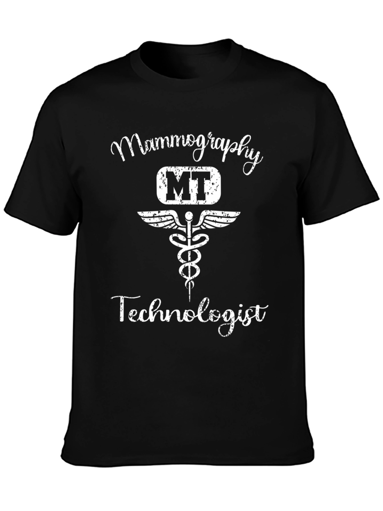 Black Mammography Technologist T-Shirt MT Medical Caduceus view 3