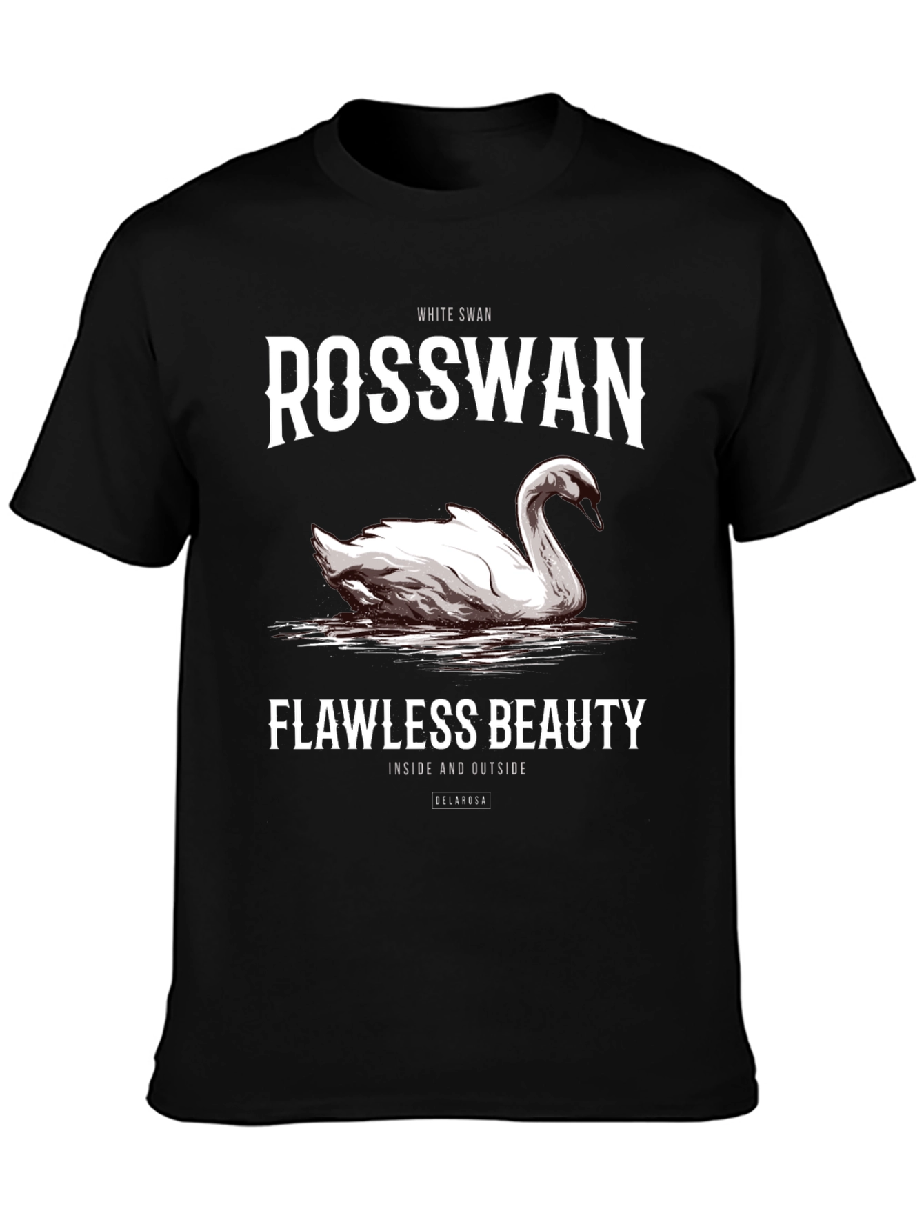 Black Rosswan White Swan Graphic Tee - Flawless Beauty T-Shirt view 3