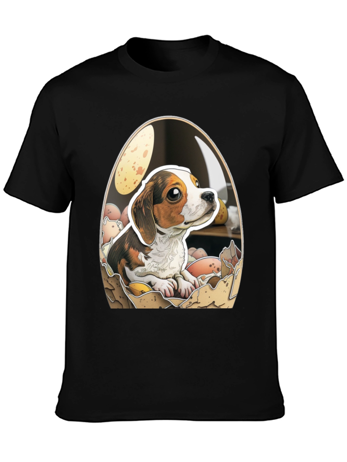 Black Eggcellent Beagle T-Shirt view 3