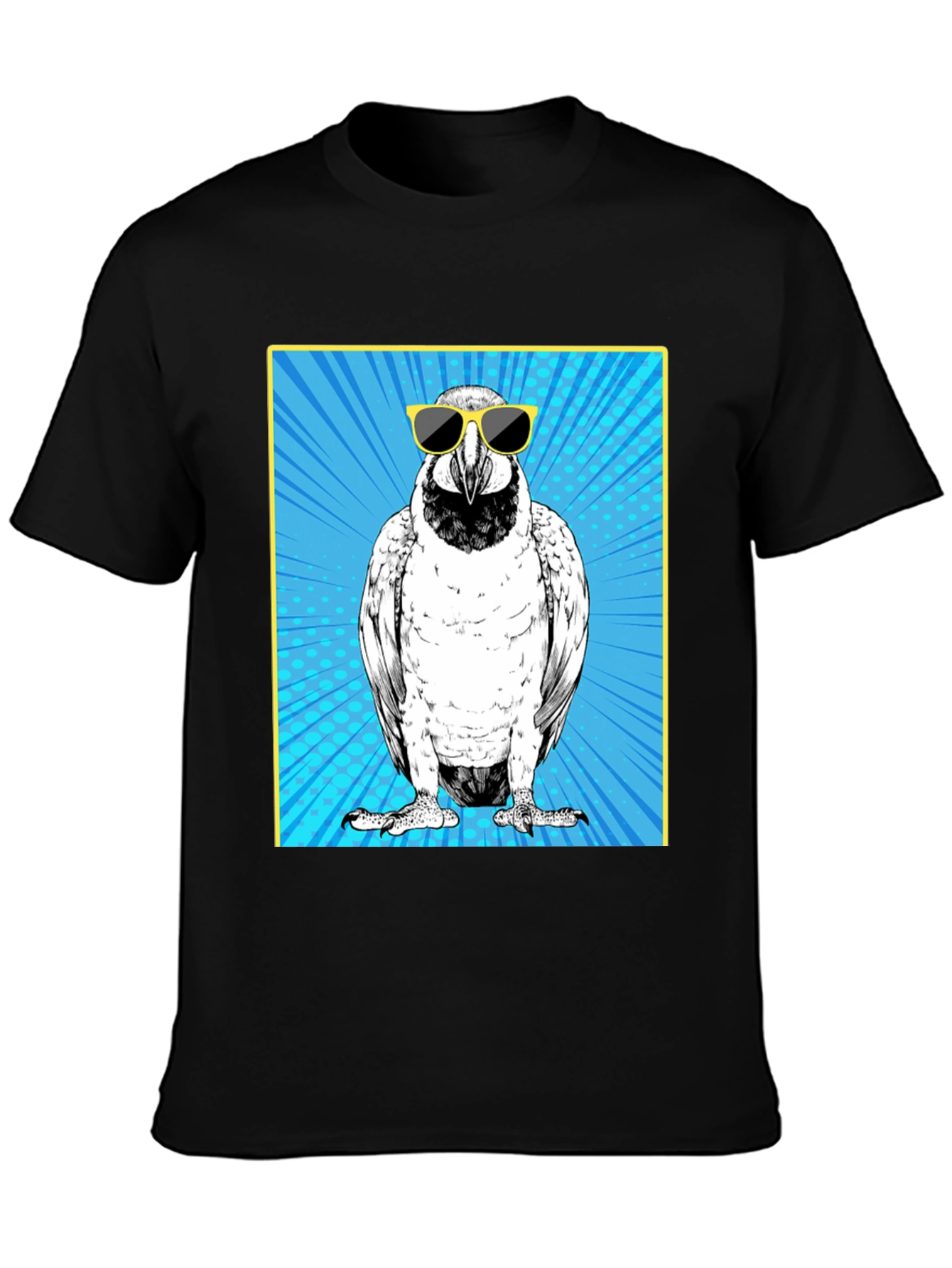 Black Cool Bird Graphic Tee - Black Cotton T-Shirt view 3