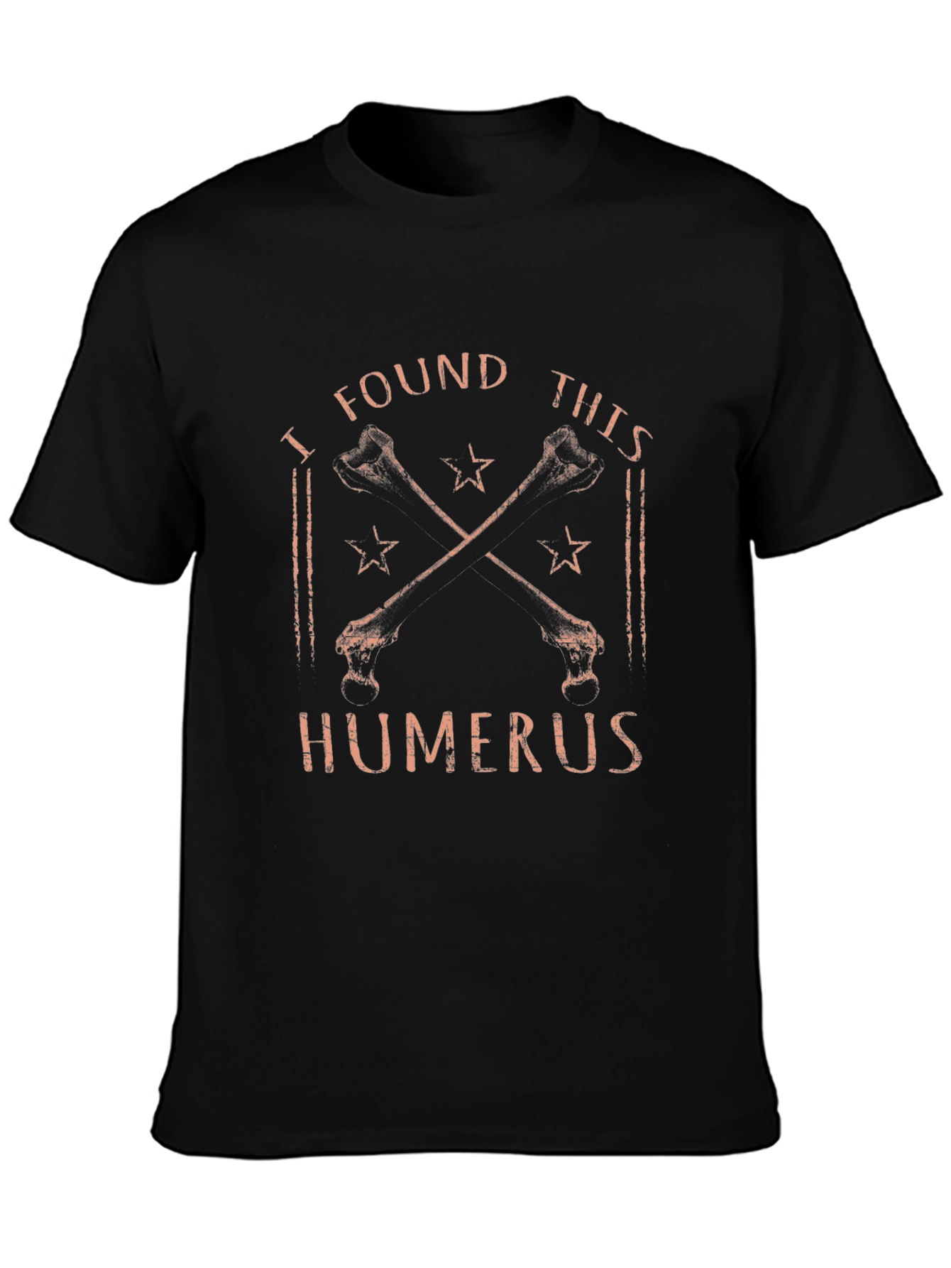 Black Funny Anatomy Humor T-Shirt - "I Found This Humerus"  view 3
