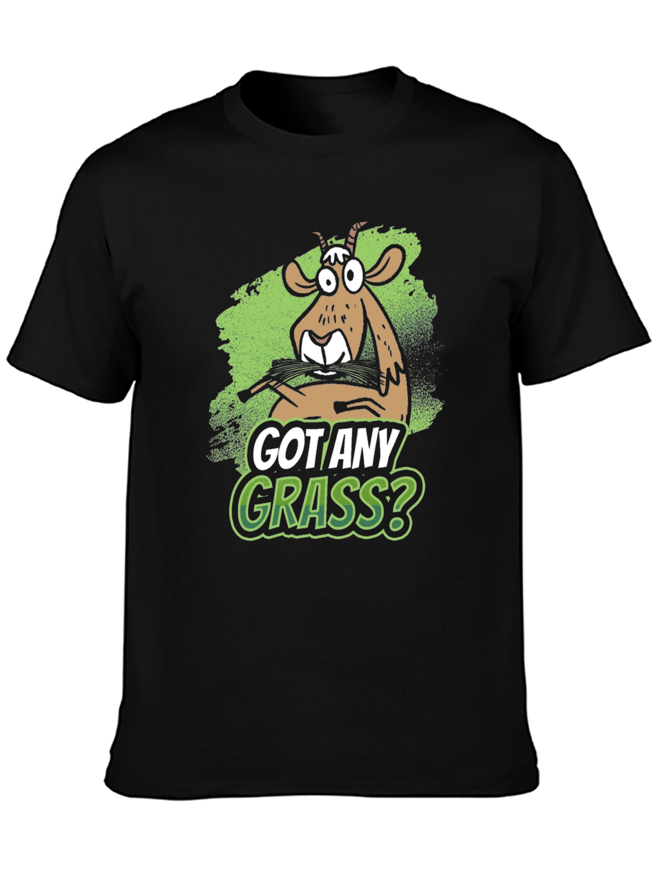 Black Got Any Grass? Graphic Tee - Funny Goat Design view 3