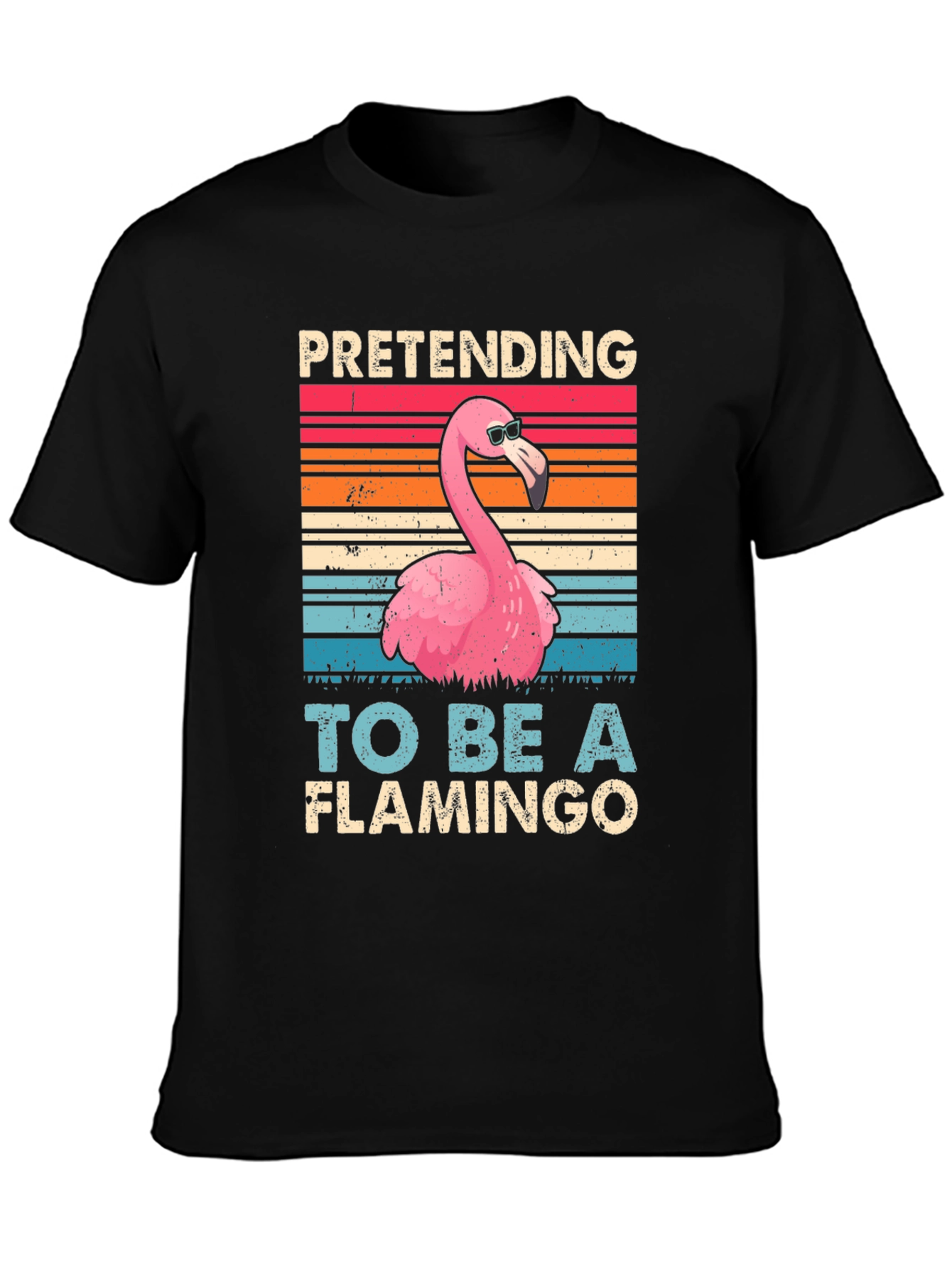 Black Funny Flamingo T-Shirt - Pretending to be a Flamingo view 3
