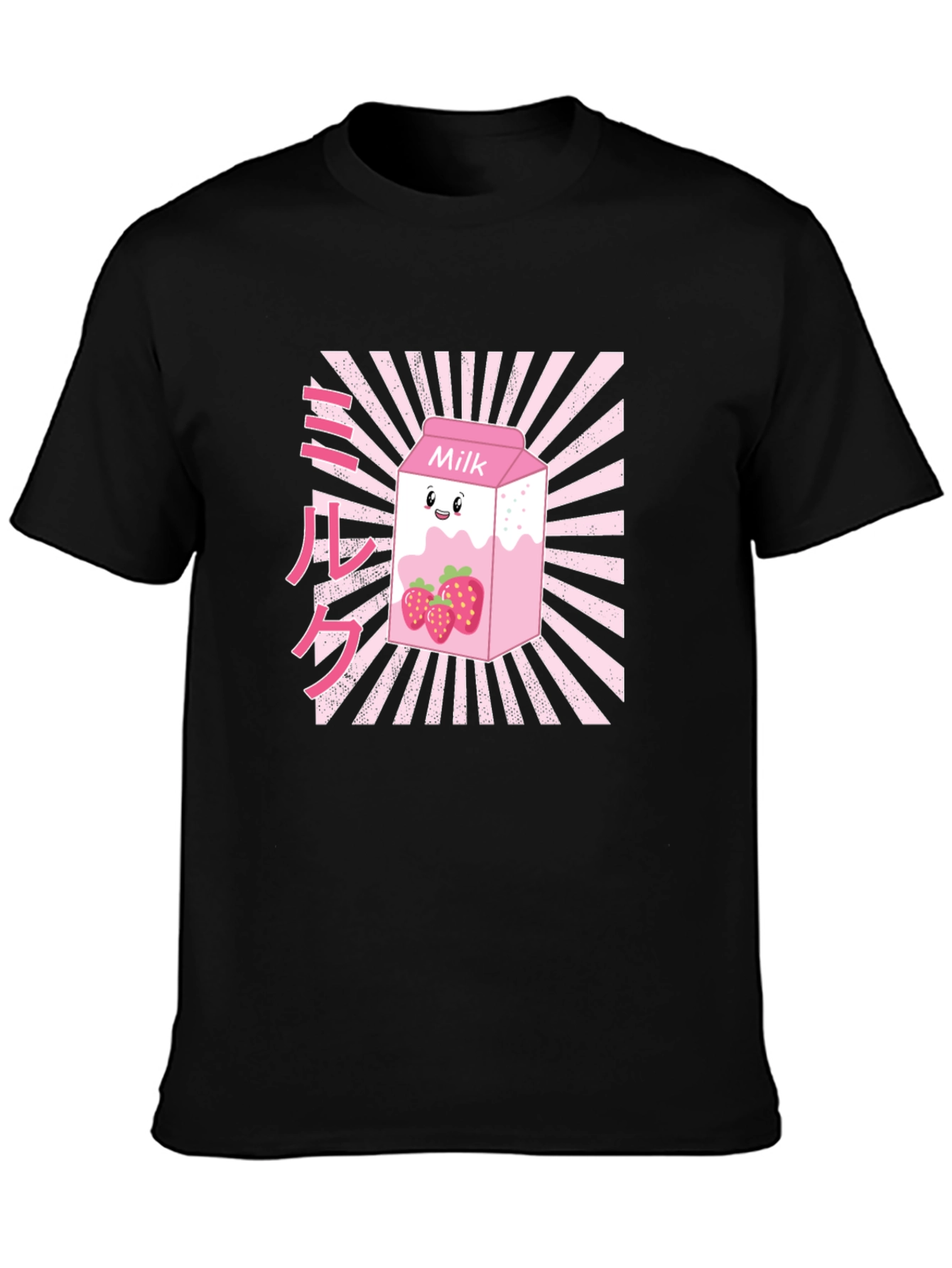 Black Strawberry Milk Graphic T-Shirt - Black view 3