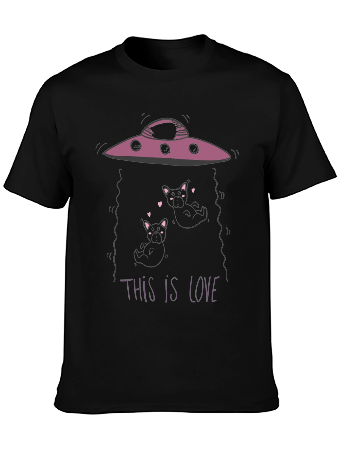 Black UFO Dog Abduction Graphic Tee view 3