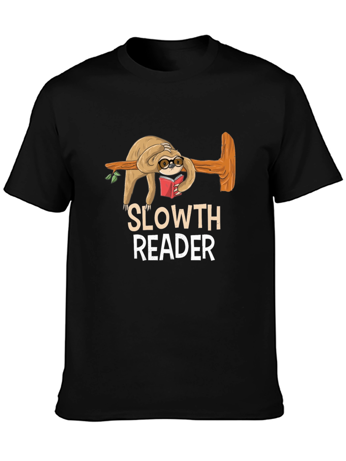 Black Sloth Reader Graphic Tee - Book Lover Shirt view 3