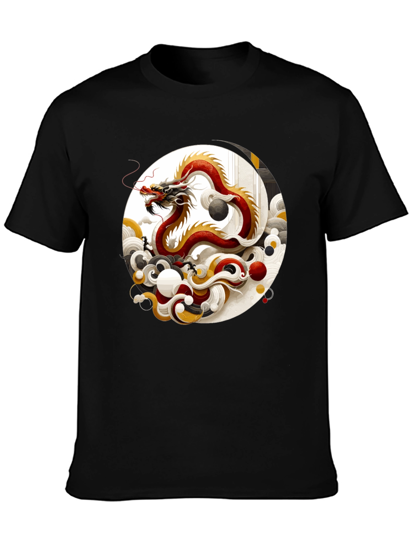 Black Yin Yang Dragon Graphic Tee view 3