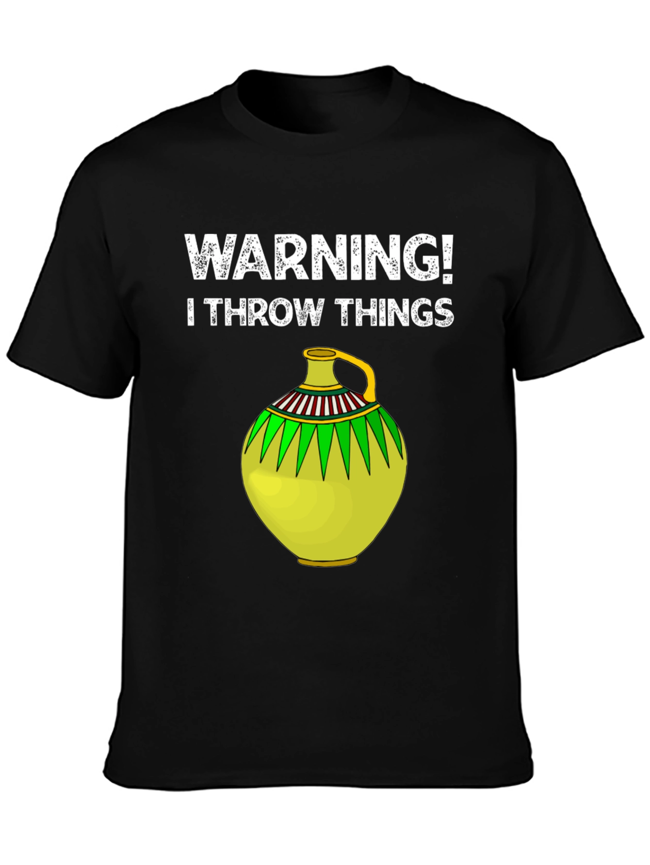 Black Warning! I Throw Things - Novelty Graphic Tee view 3