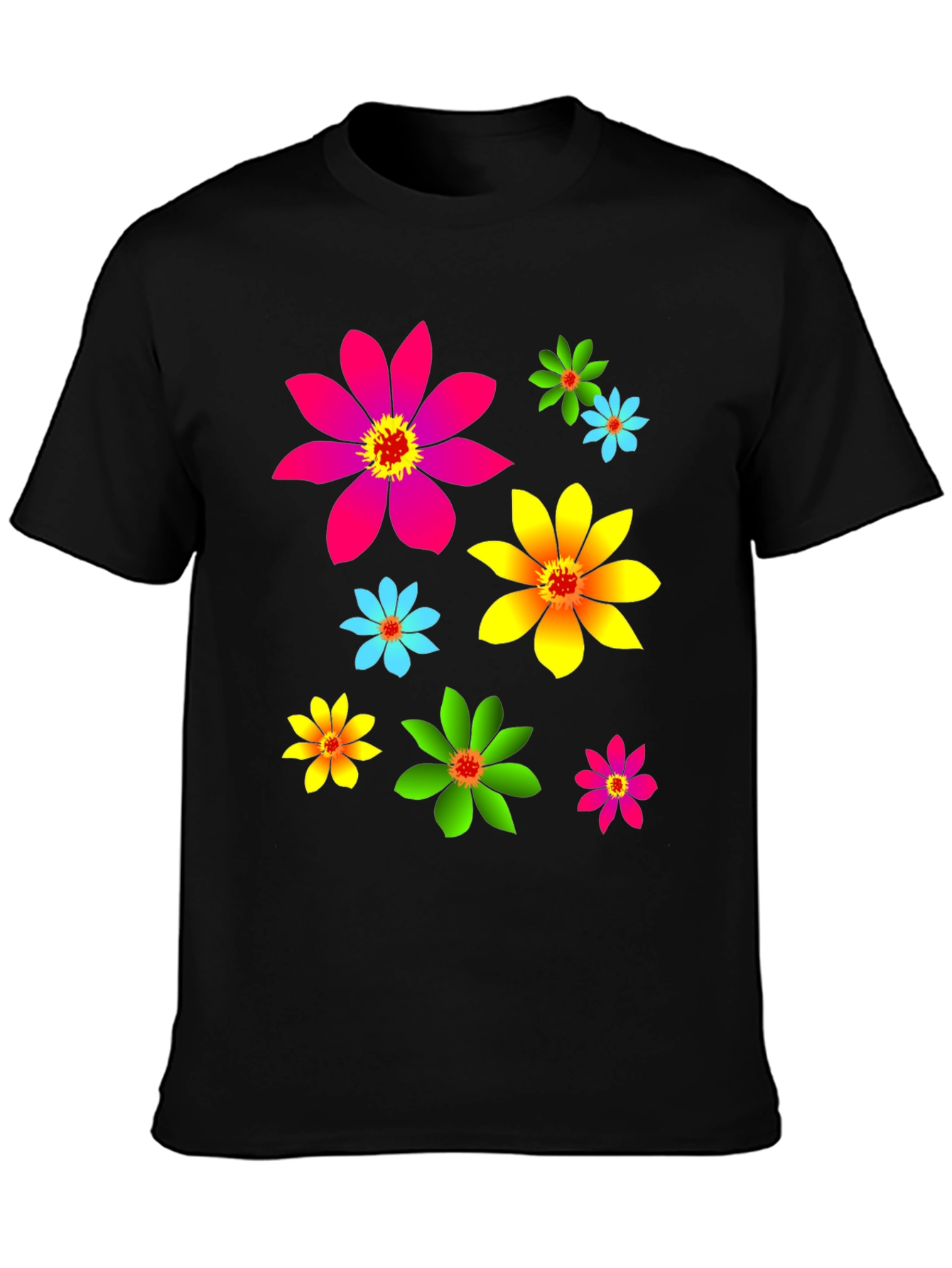 Black Floral Print Black T-Shirt view 3