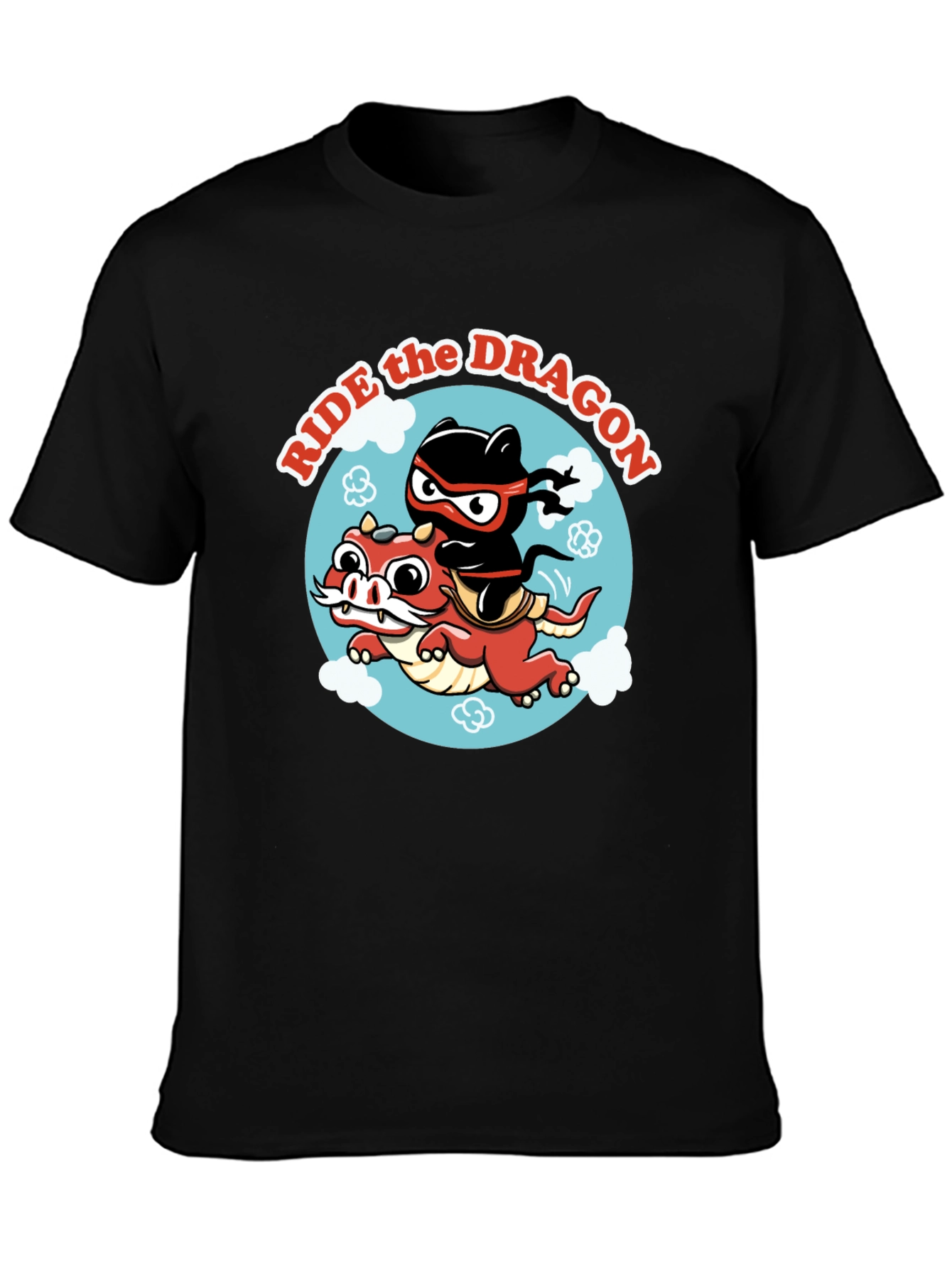 Black Ride the Dragon Graphic T-Shirt - Ninja Style! view 3