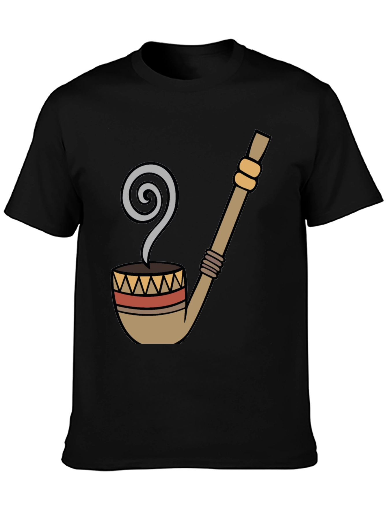 Black Novelty Pipe Graphic Tee - Black Cotton T-Shirt view 3