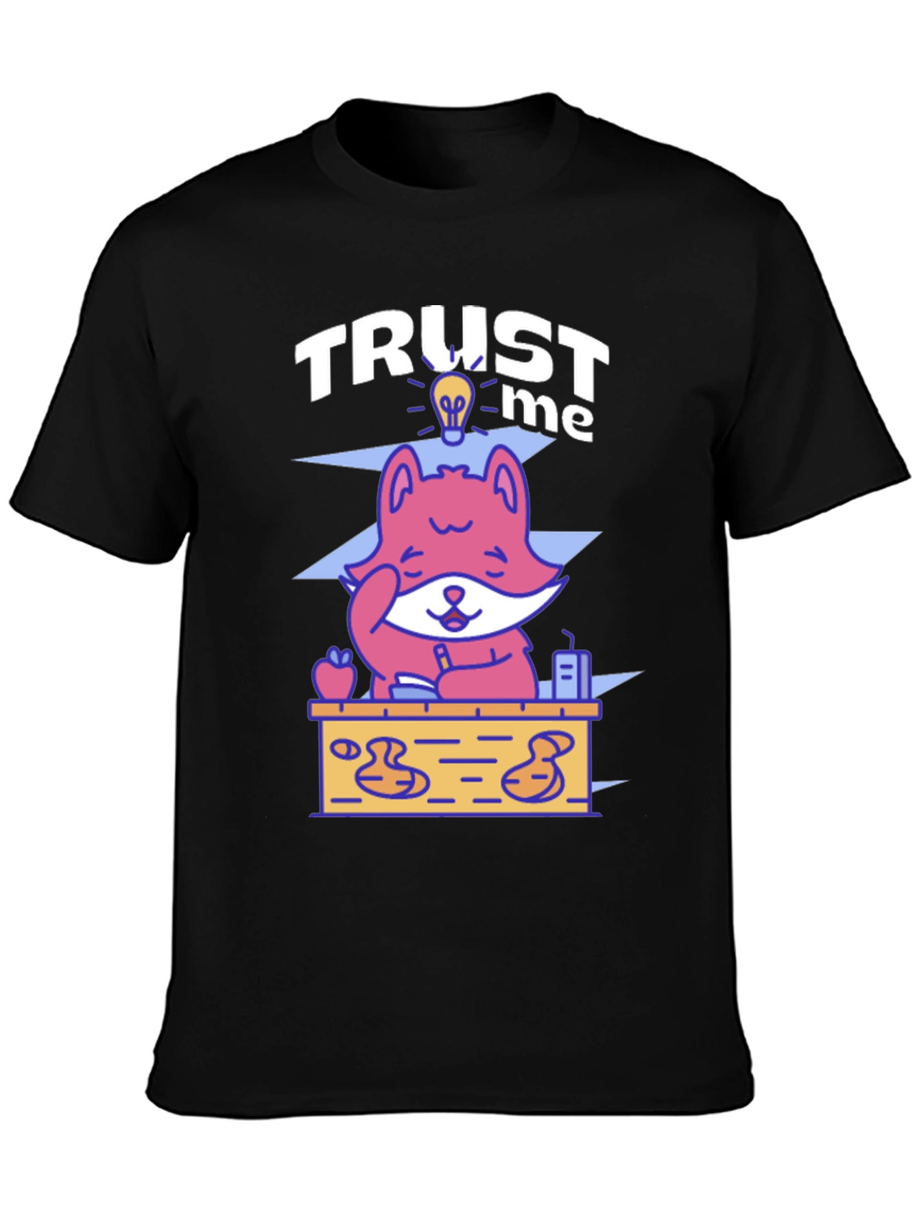 Black Trust Me Fox Graphic Tee - Unisex Crewneck T-Shirt view 3
