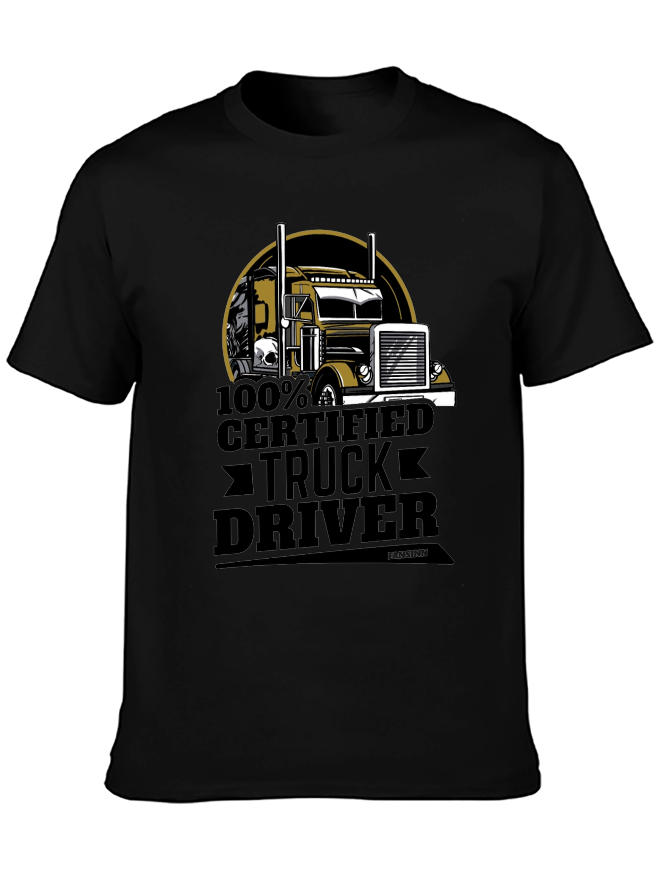 Black 100% Certified Truck Driver Black T-Shirt view 3