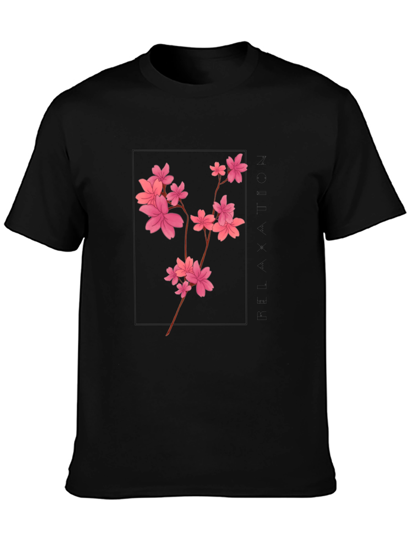 Black Cherry Blossom T-Shirt - Black Graphic Tee view 3