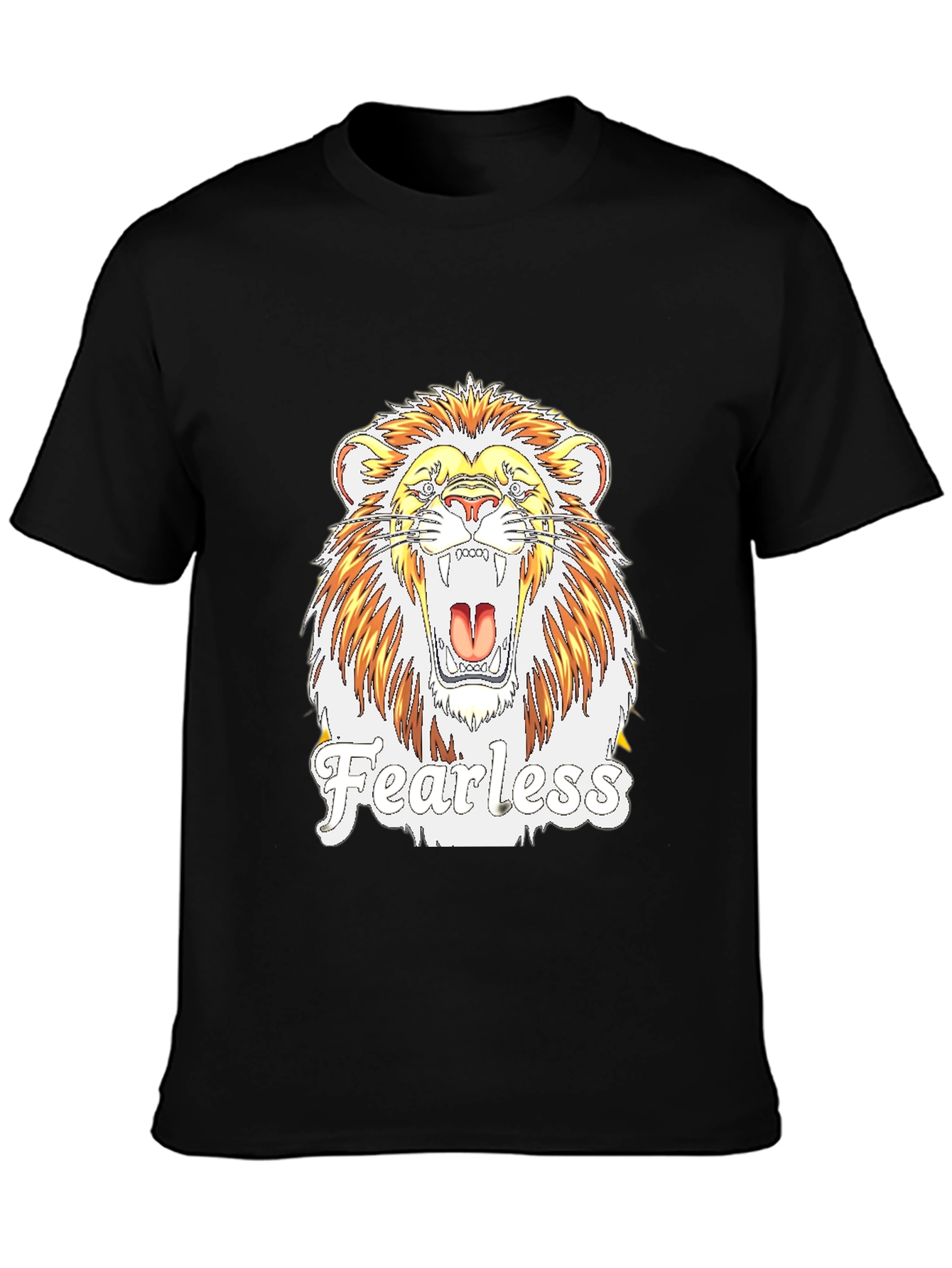 Black Fearless Lion Graphic Print T-Shirt view 3