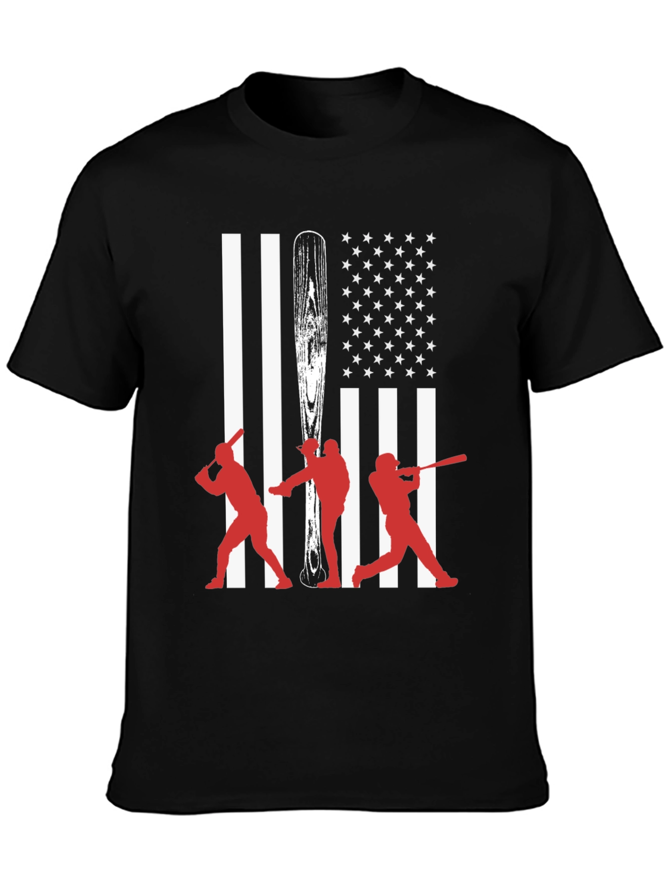 Black American Baseball T-Shirt view 3