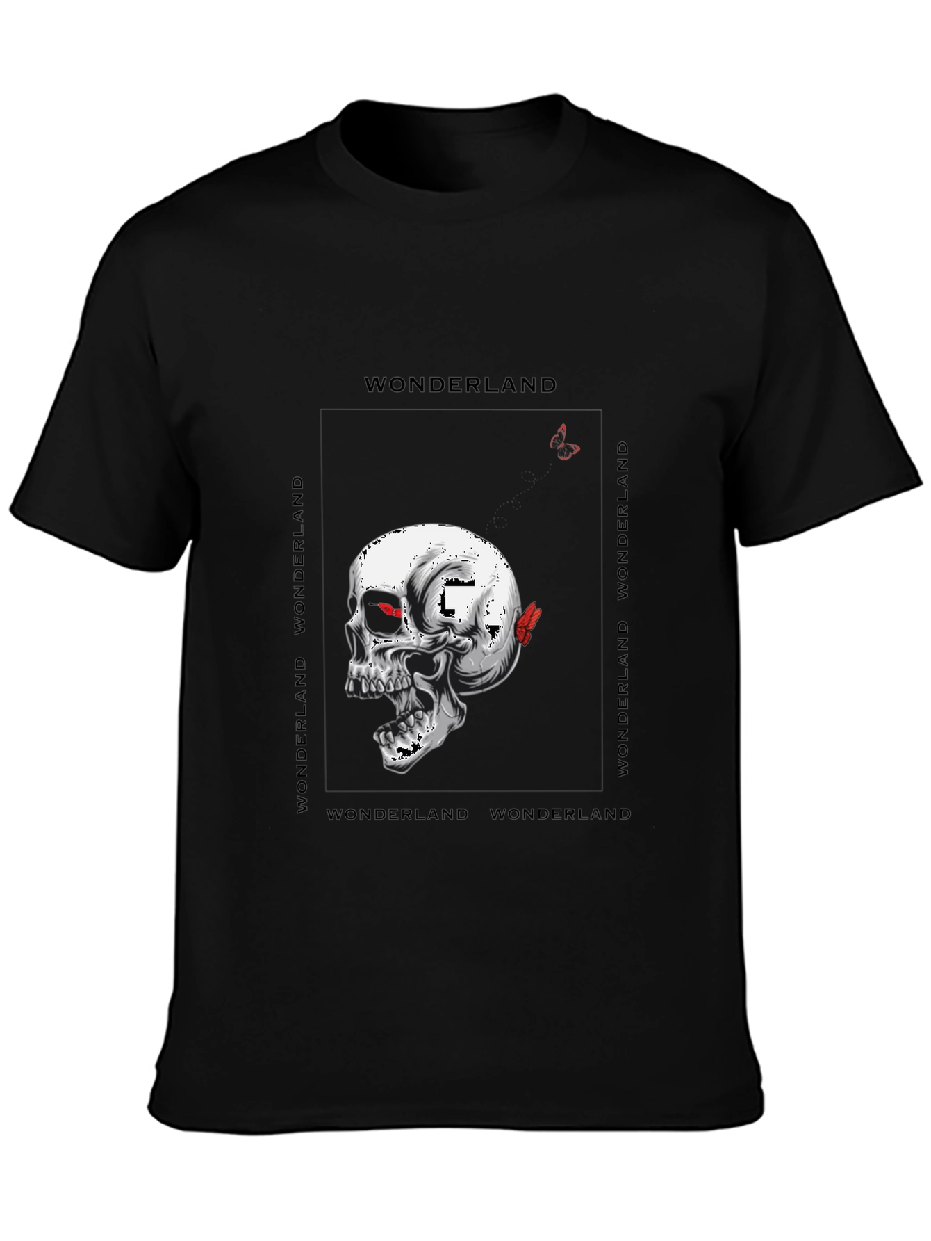 Black Skull Wonderland Graphic Tee - Black T-Shirt view 3