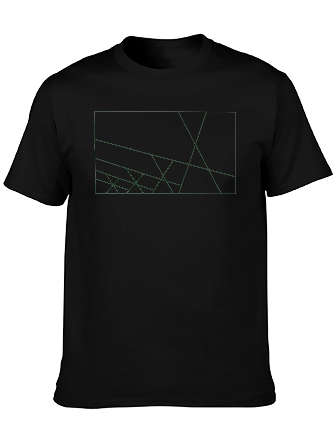 Black Geometric Line Art Black T-Shirt view 3