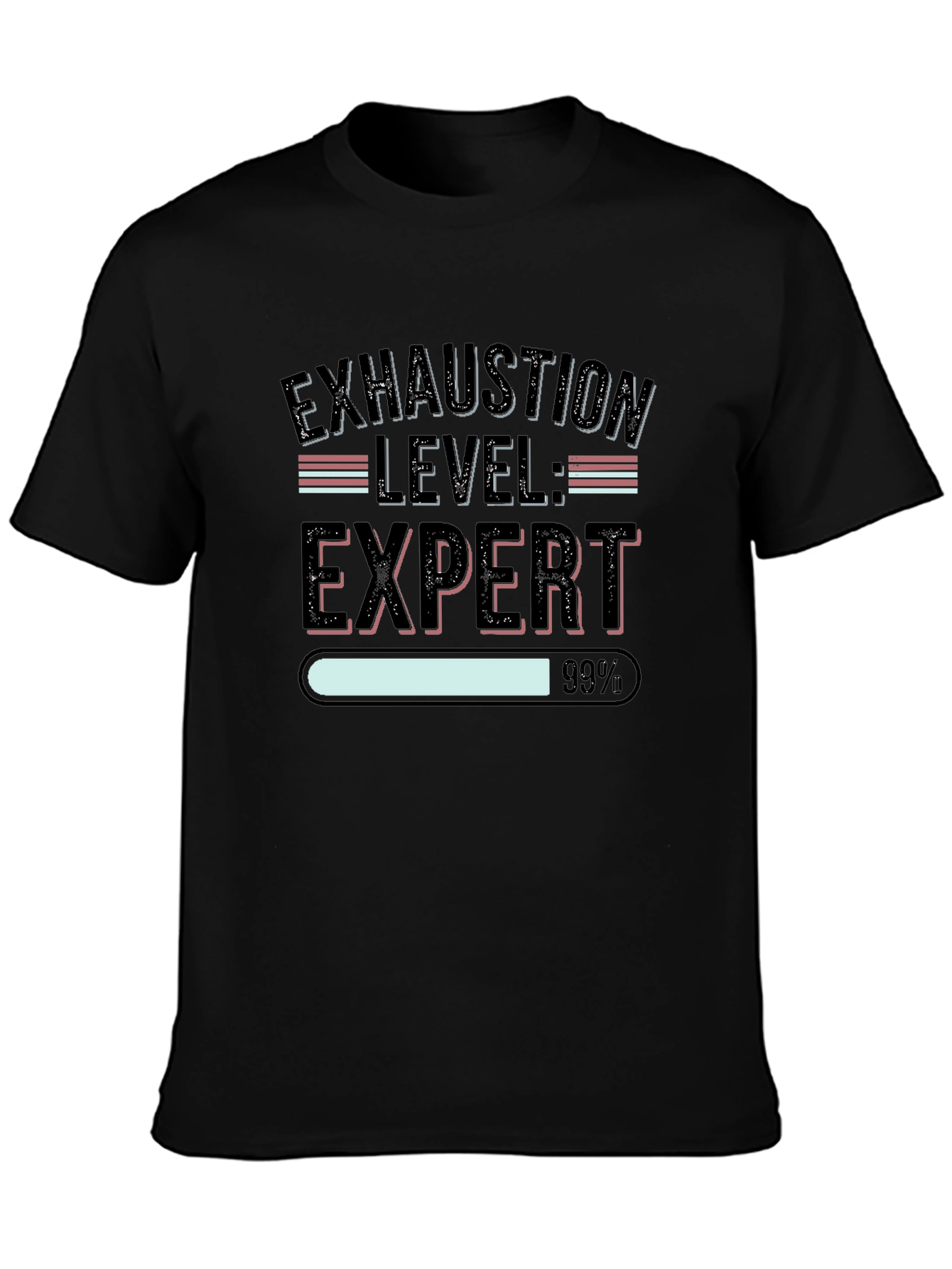Black Exhaustion Level: Expert Black Graphic Tee view 3