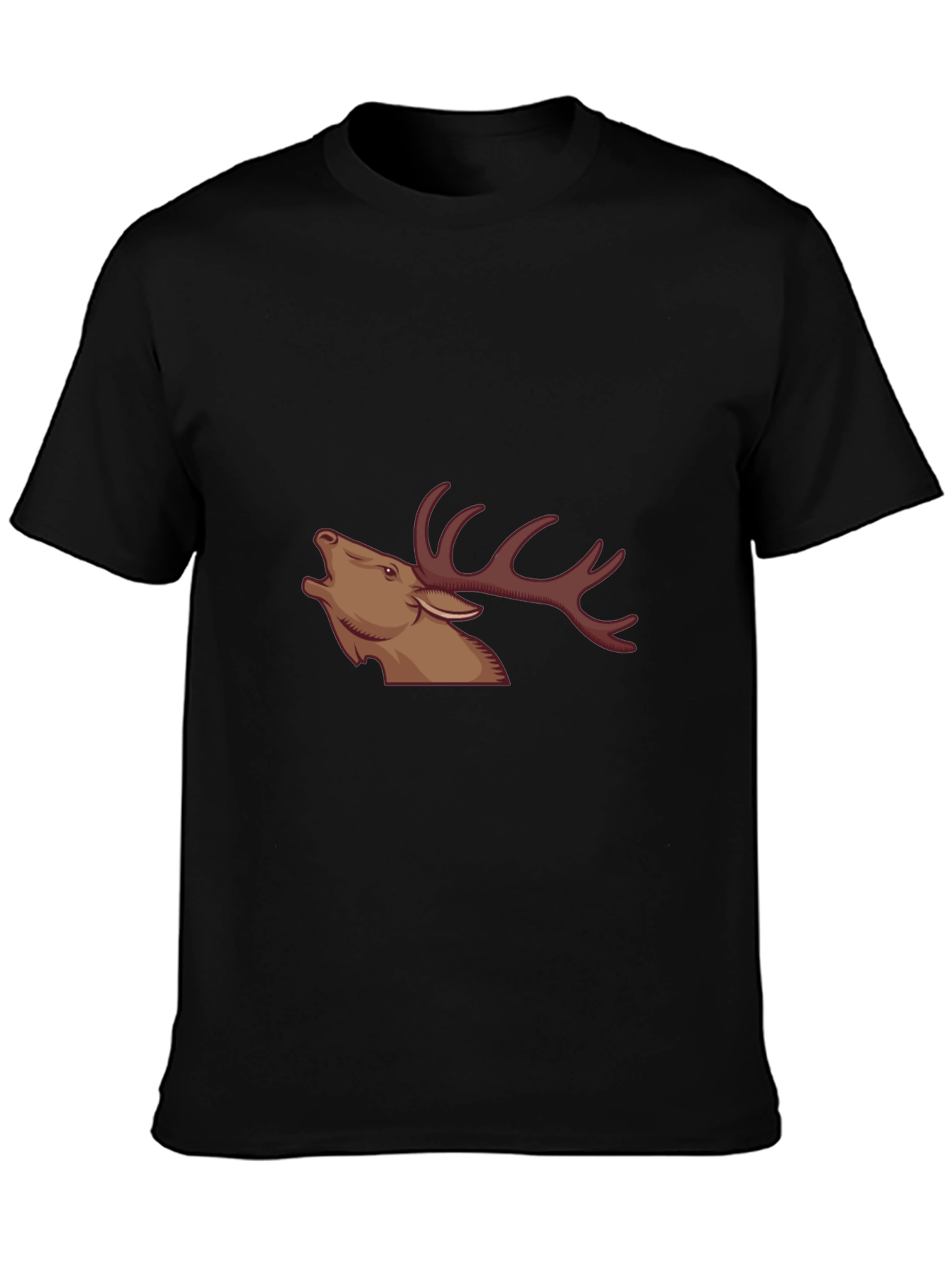 Black Black T-Shirt with Stag Graphic view 3
