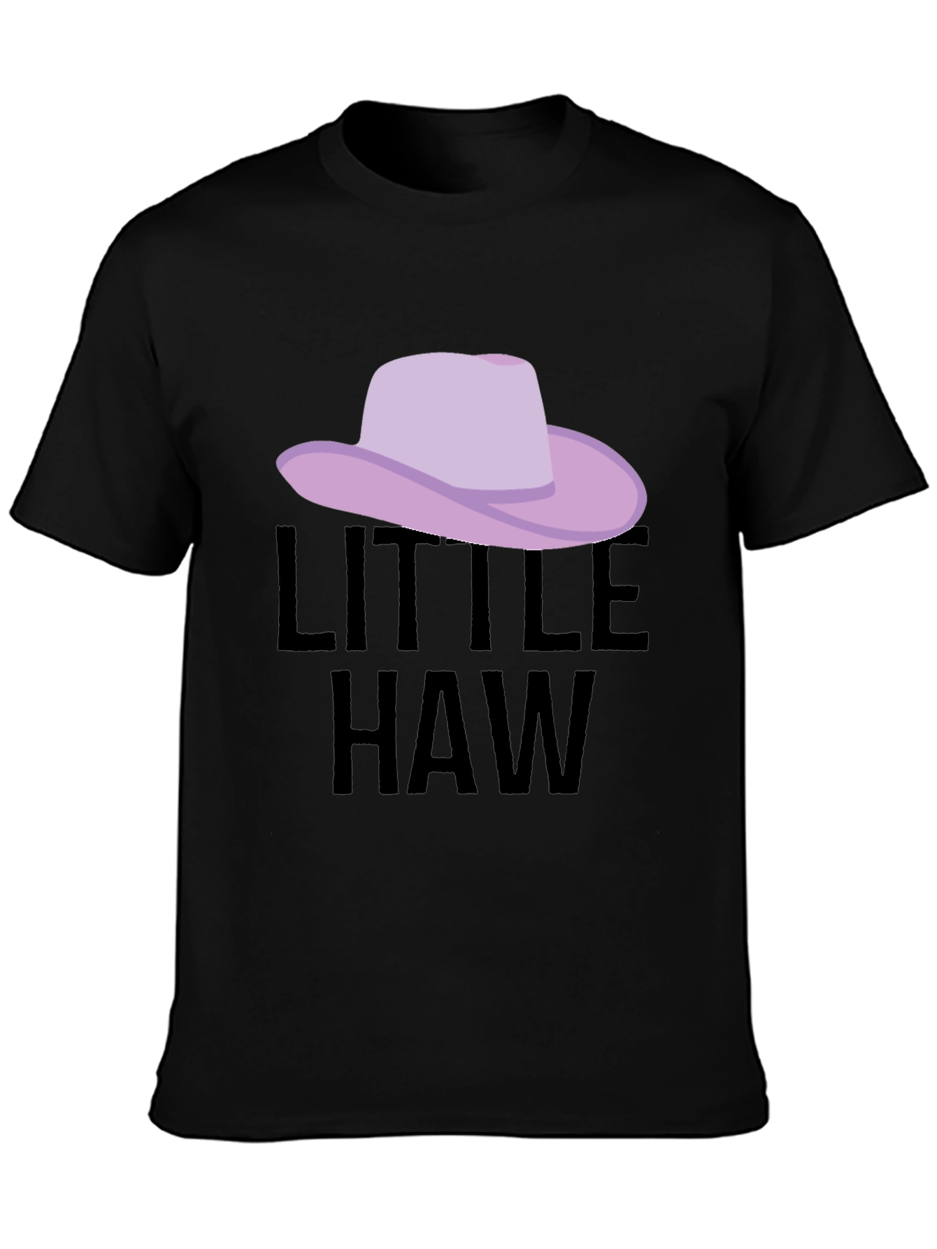 Black Little Haw T-Shirt - Novelty Cowboy Hat Tee view 3