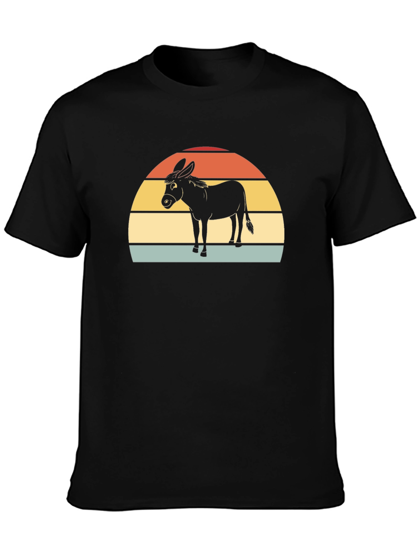 Black Retro Donkey T-Shirt - Vintage Style Farm Animal Tee view 3