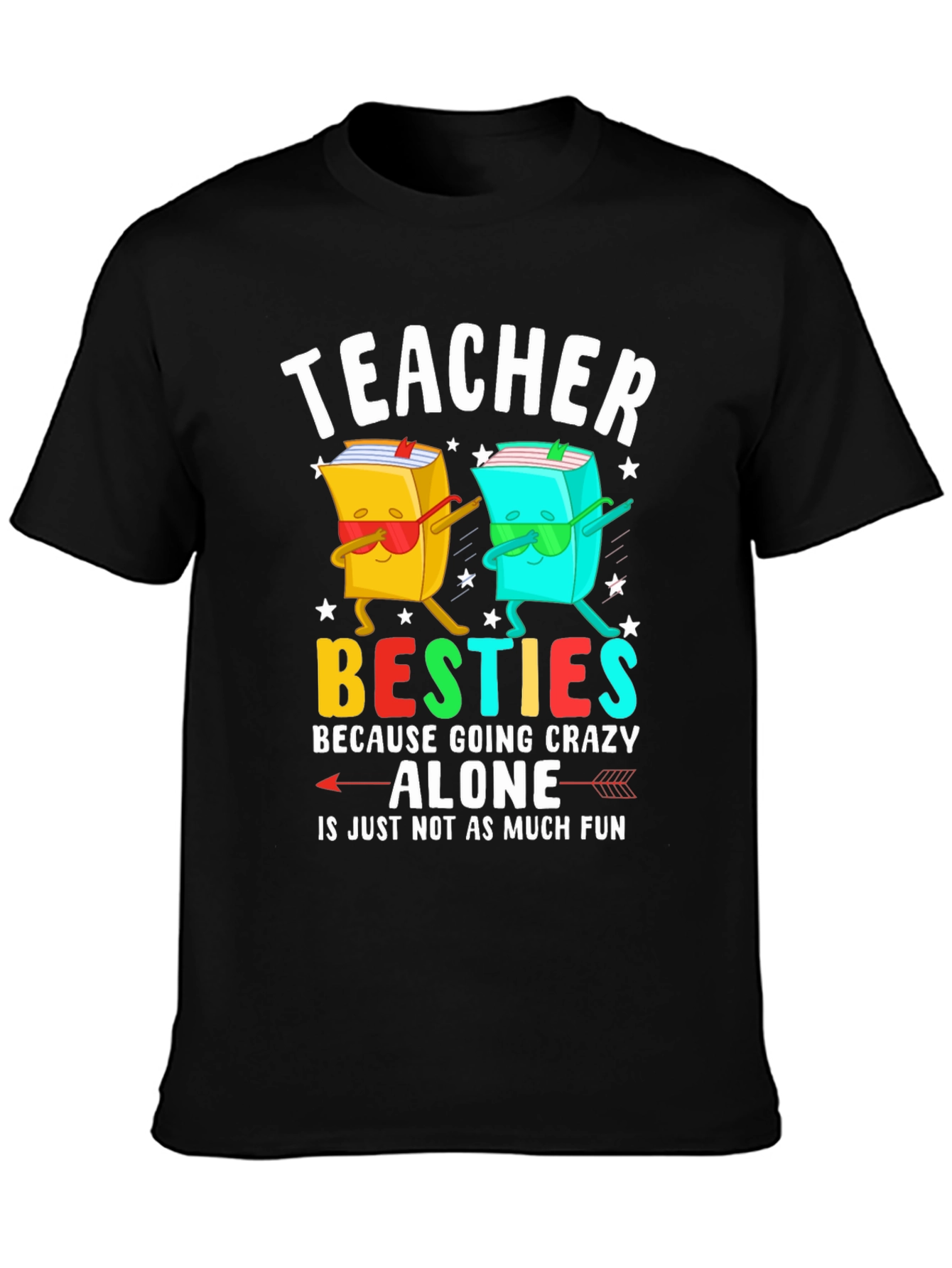 Black Teacher Besties T-Shirt Funny Teacher Gift view 3