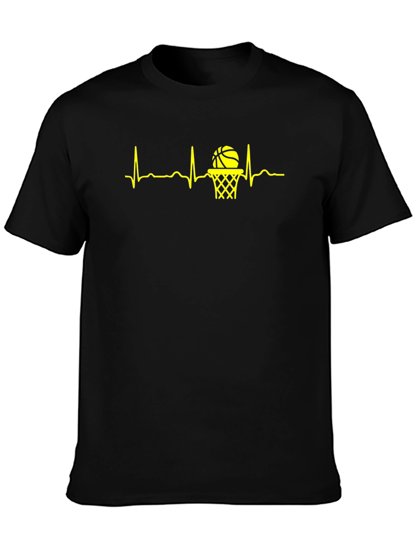 Black Basketball Heartbeat T-Shirt view 3