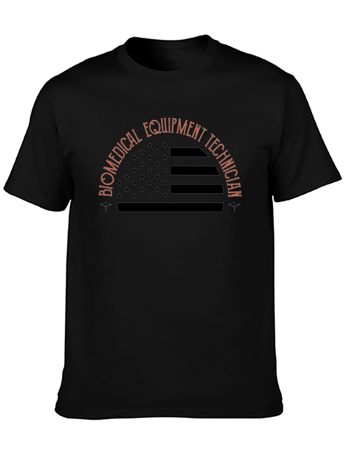 Black Biomedical Equipment Technician Flag T-Shirt view 3