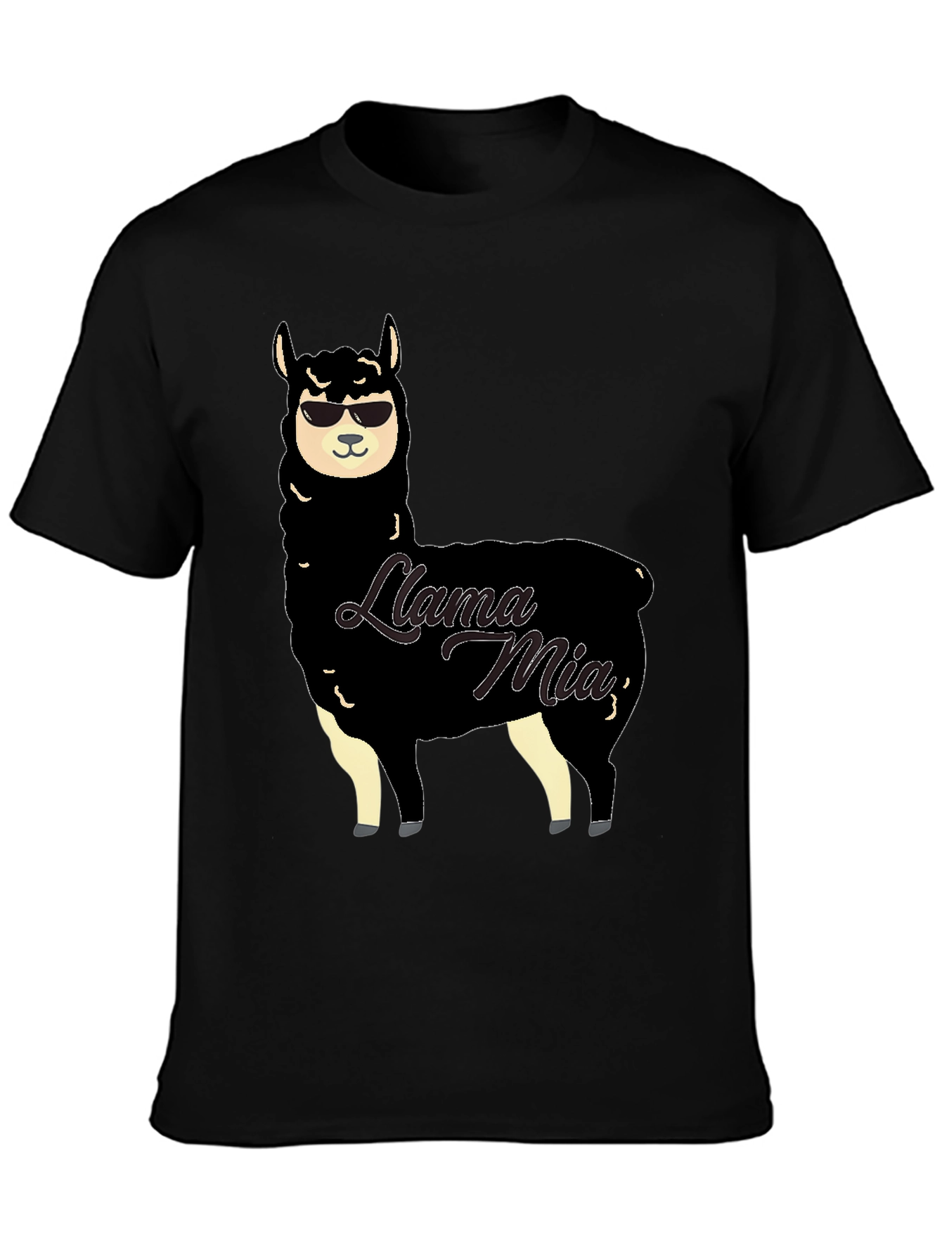 Black Cool Llama Mia T-Shirt view 3