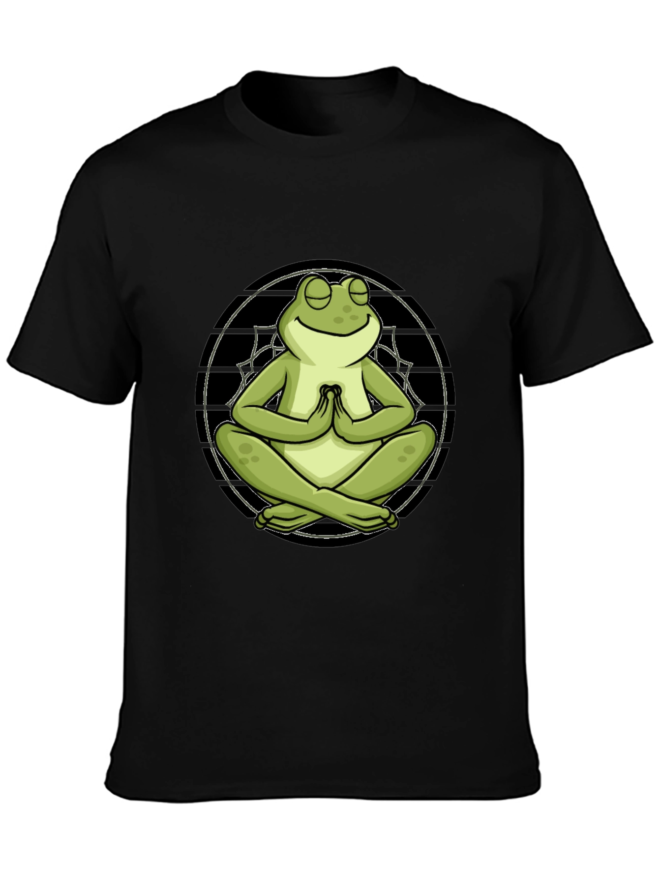 Black Meditating Frog T-Shirt - Relaxed Fit view 3