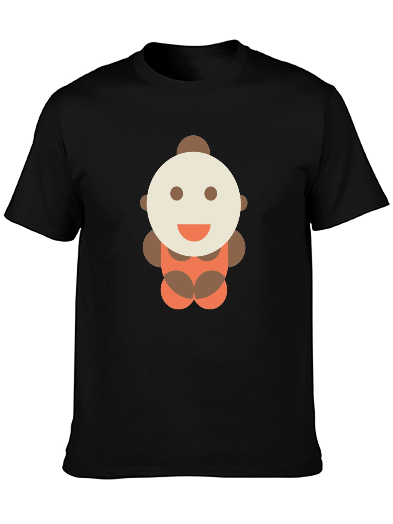 Black Cute Cartoon Character Black T-Shirt view 3