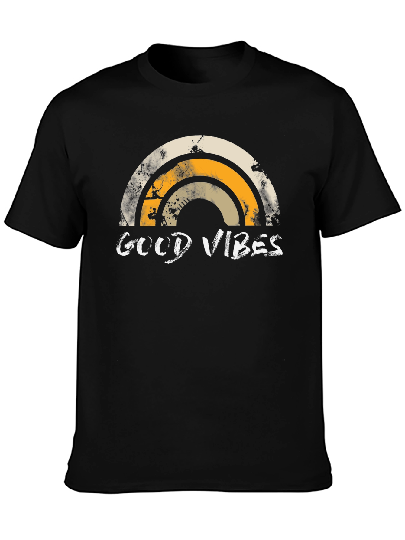 Black Good Vibes Rainbow Graphic Tee view 3