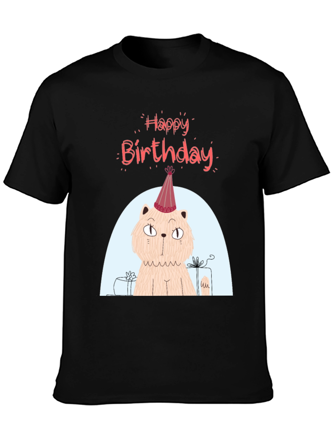 Black Birthday Cat T-Shirt - Fun Party Tee view 3