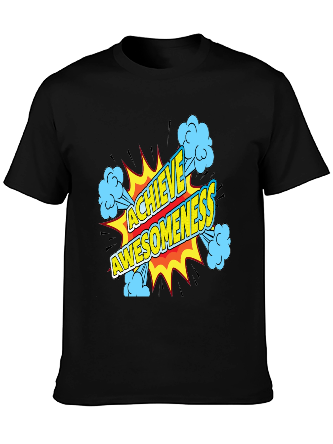 Black Achieve Awesomeness Graphic Black T-Shirt view 3