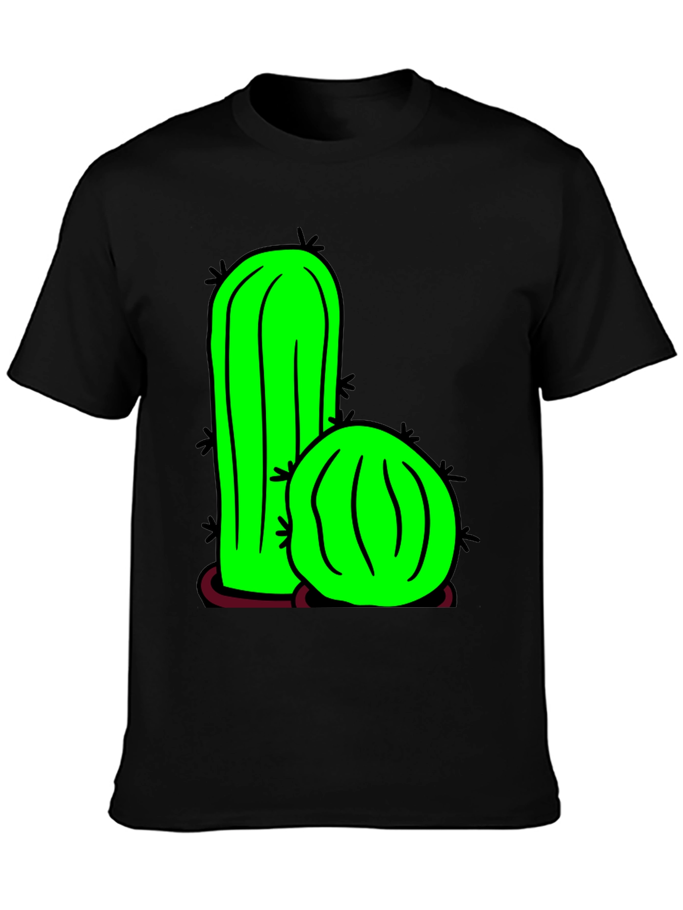 Black Cactus Graphic Tee - Fun Novelty T-Shirt view 3