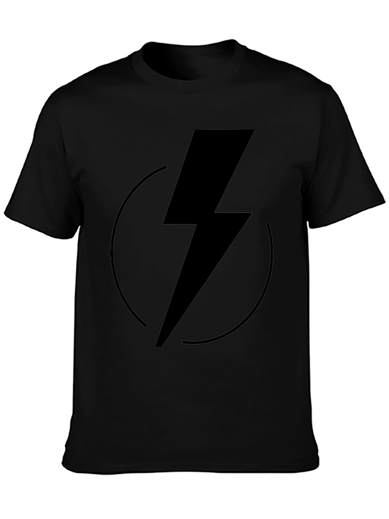 Black Lightning Bolt Graphic Tee - Modern Black T-Shirt view 3