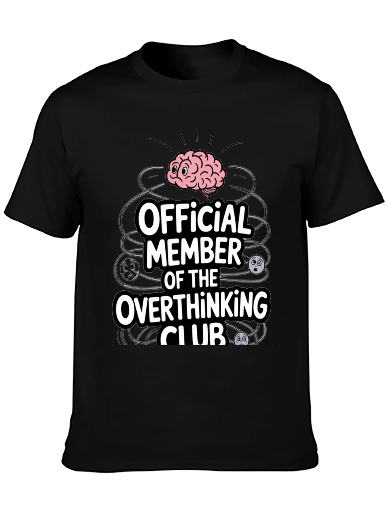 Black Overthinking Club T-Shirt - Funny Mental Health Tee view 3