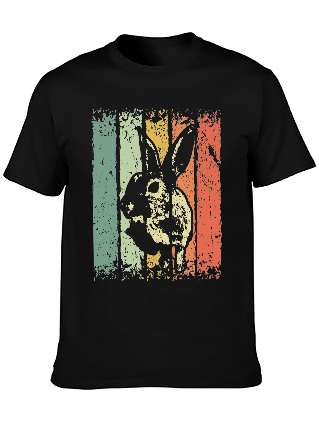 Black Vintage Style Rabbit Graphic T-Shirt view 3