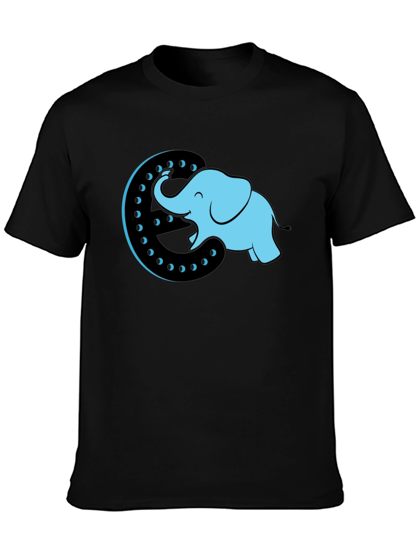 Black Elephant Moon Graphic Tee - Black Cotton T-Shirt view 3