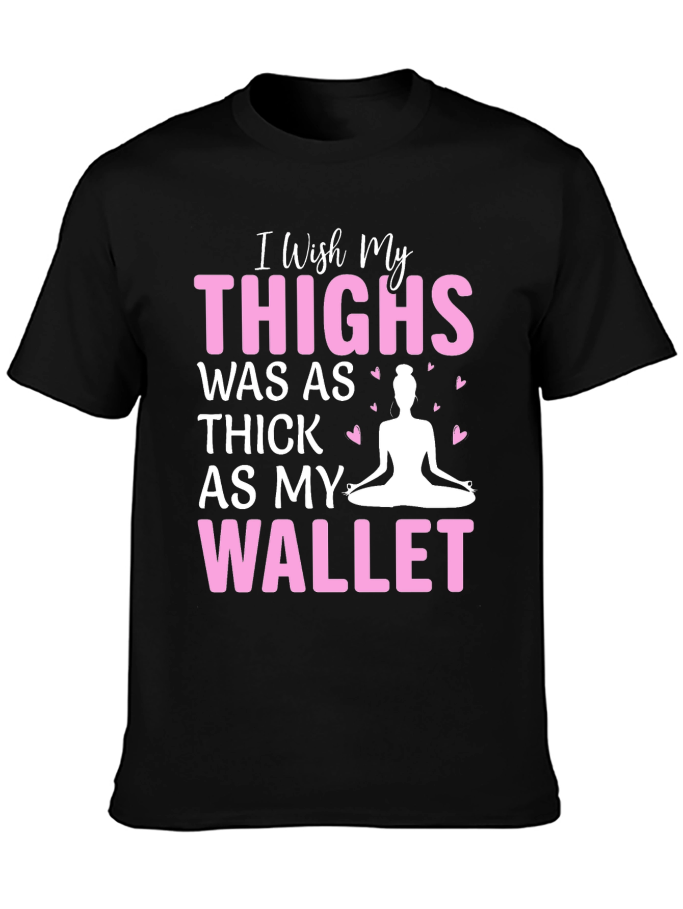 Black Funny Yoga Thighs Wallet Black T-Shirt view 3