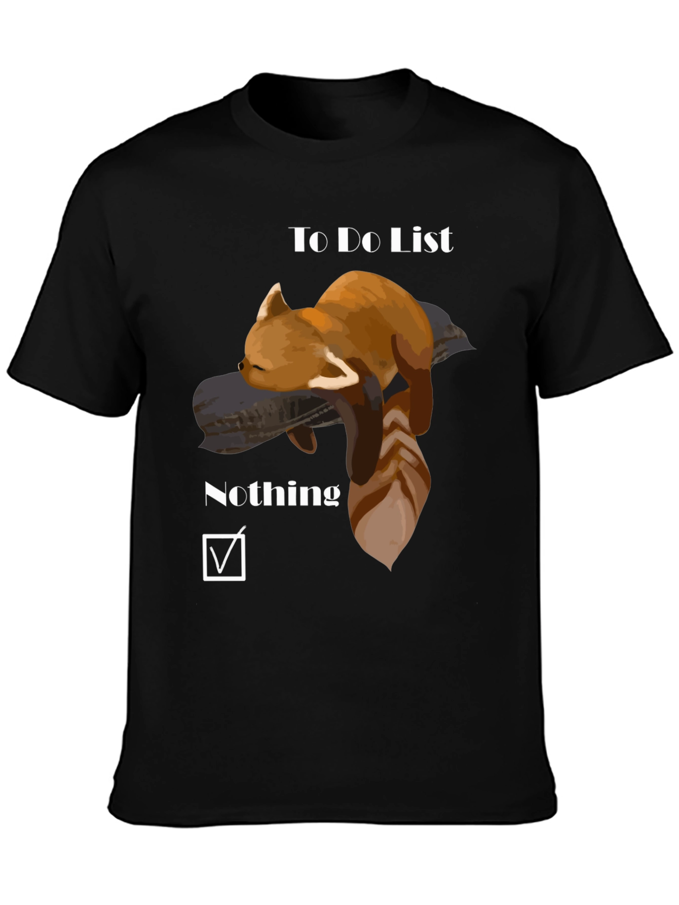 Black Red Panda To-Do List T-Shirt - Nothing Checked! view 3