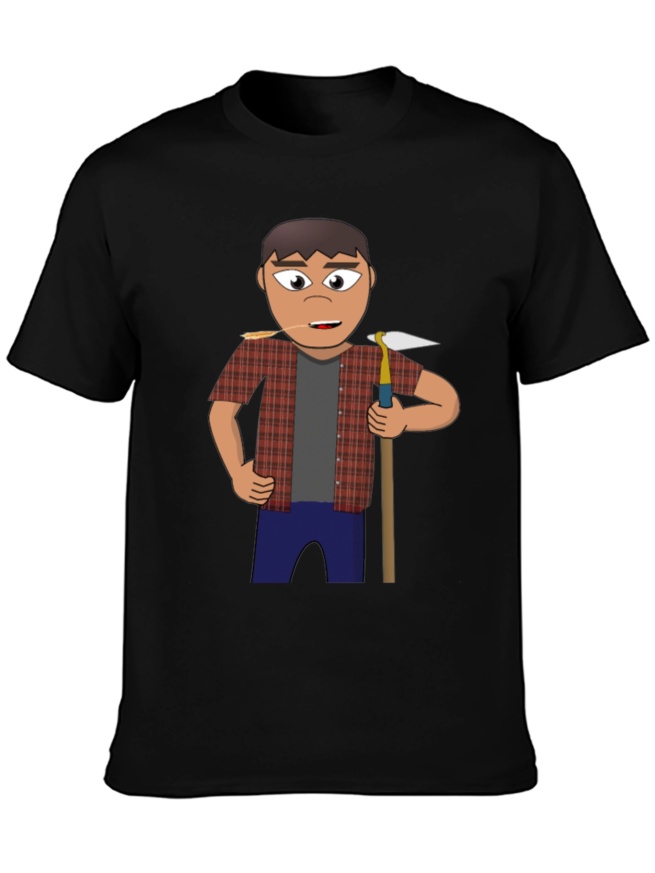 Black Cartoon Farmer Graphic Tee - Black view 3