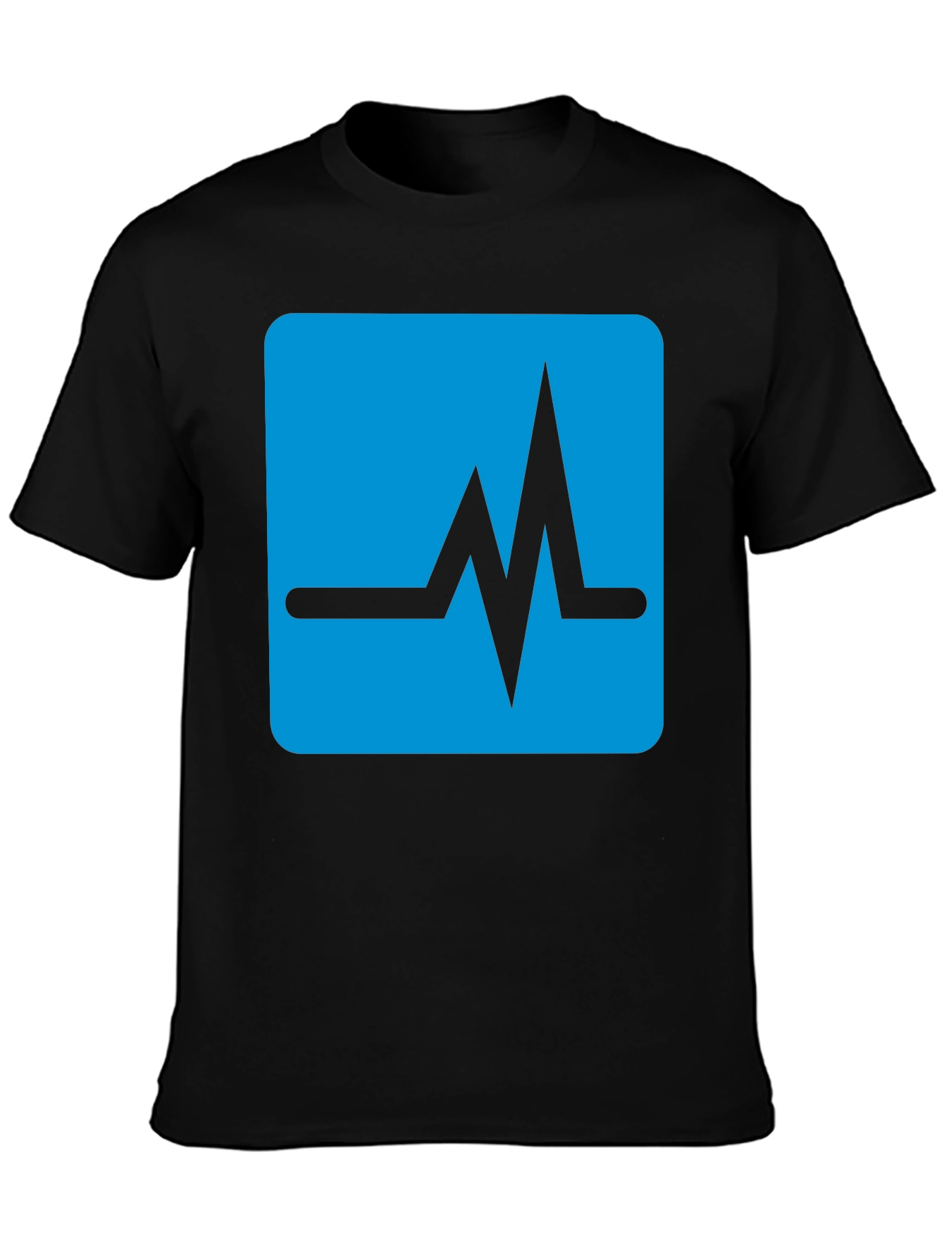 Black Heartbeat Graphic T-Shirt - Black Crew Neck Tee view 3
