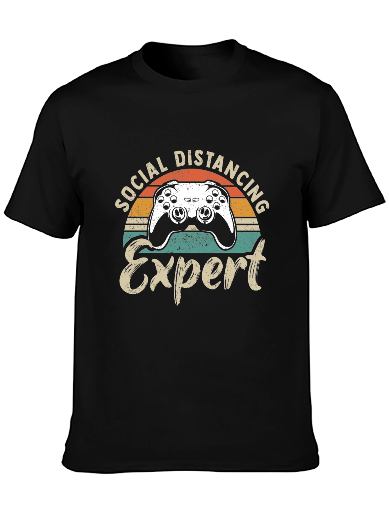 Black Social Distancing Expert Gamer T-Shirt view 3